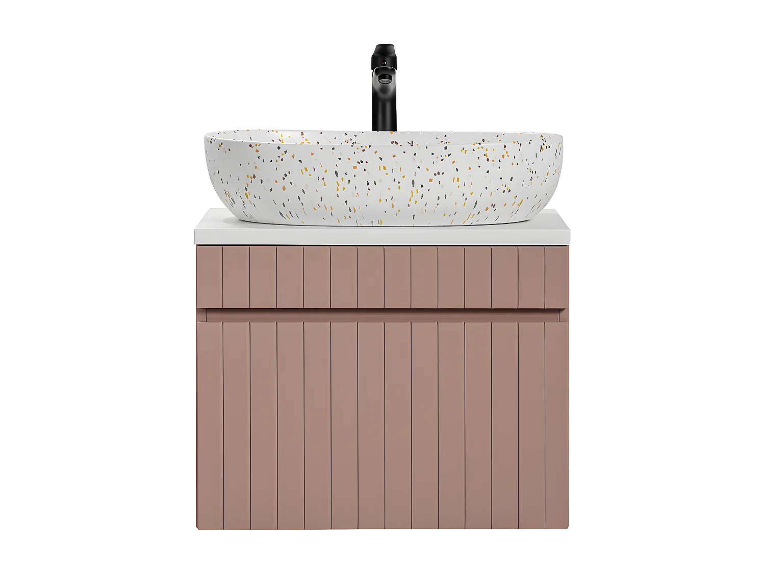 Meuble simple vasque 60cm Zelie Rose et Blanc