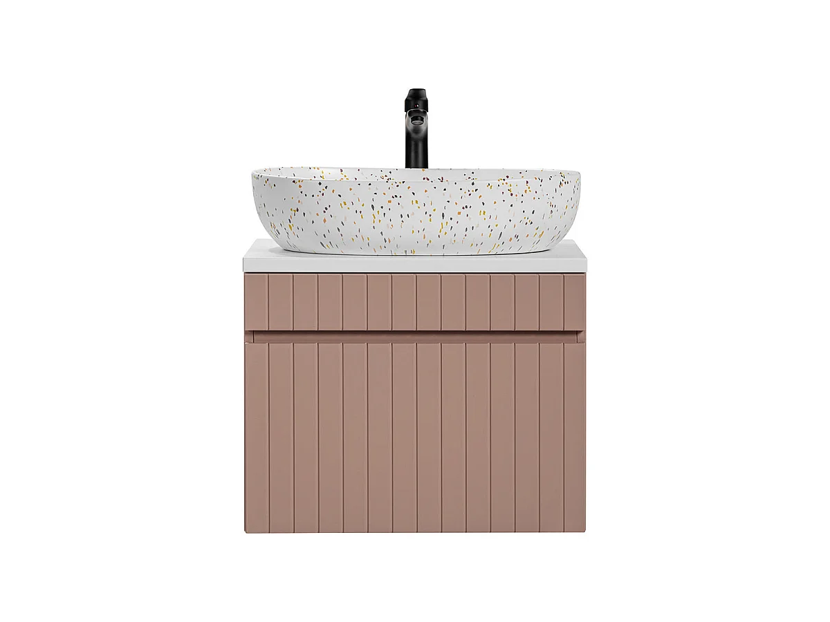 Meuble simple vasque 60cm Zelie Rose et Blanc
