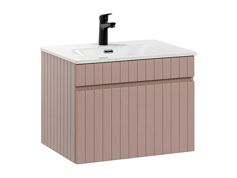 Meuble simple vasque encastrée 60cm Zelie Rose