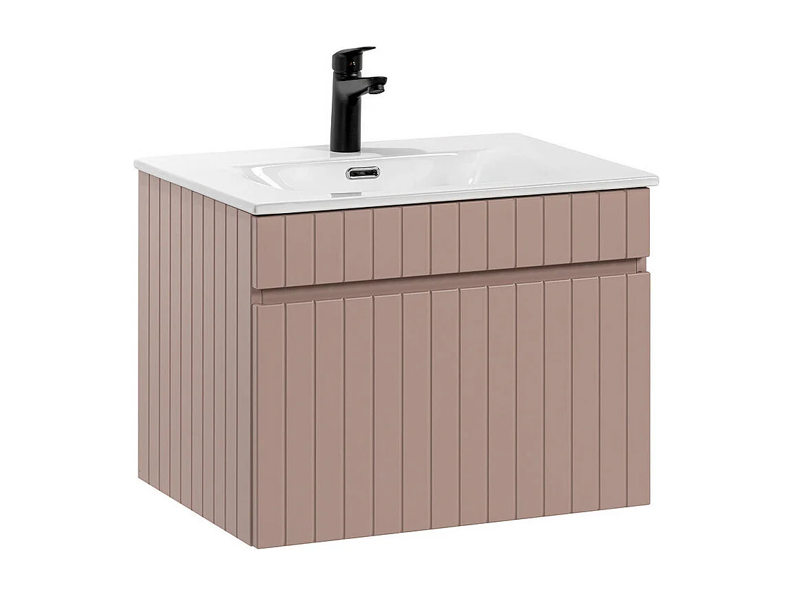 Mueble lavabo individual encastrado 60 cm Zelie Rosado