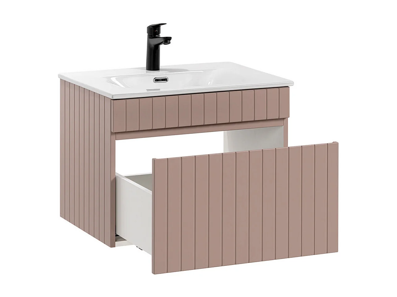Mueble lavabo individual encastrado 60 cm Zelie Rosado