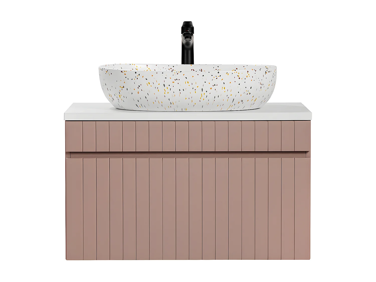 Meuble simple vasque 80cm Zelie Rose et Blanc