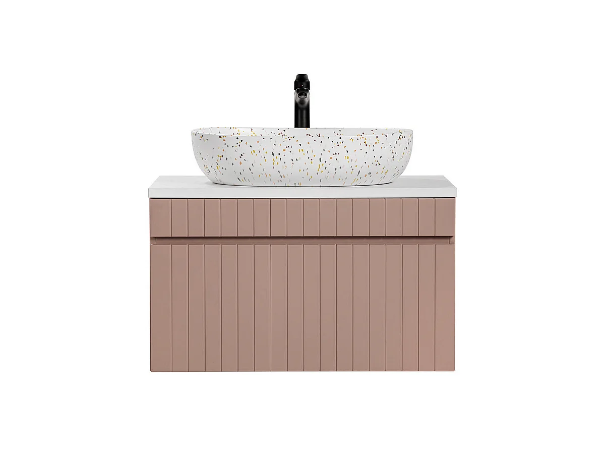 Meuble simple vasque 80cm Zelie Rose et Blanc