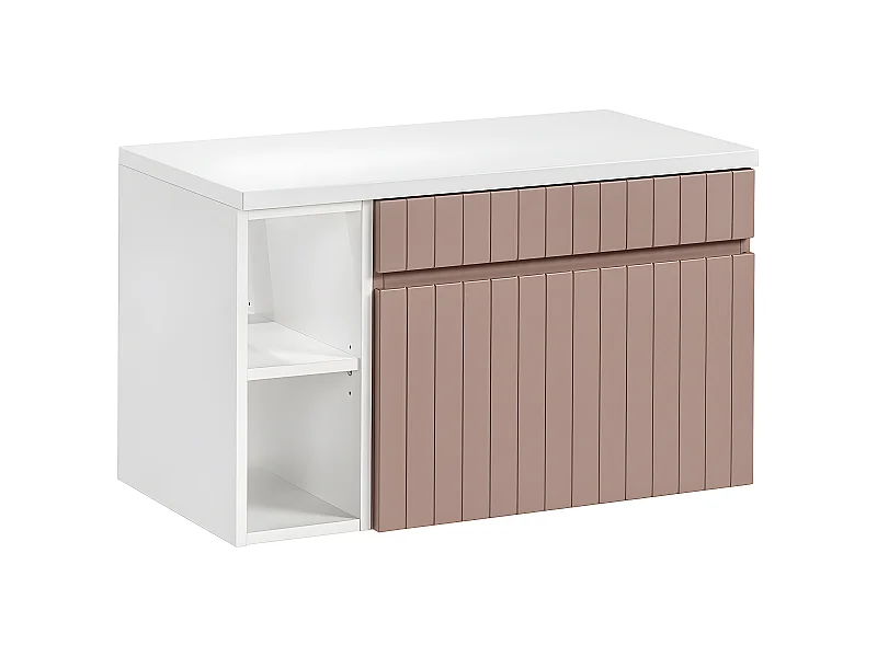 Mueble bajo lavabo 80cm 2 nichos Zelie Rosado y Blanco
