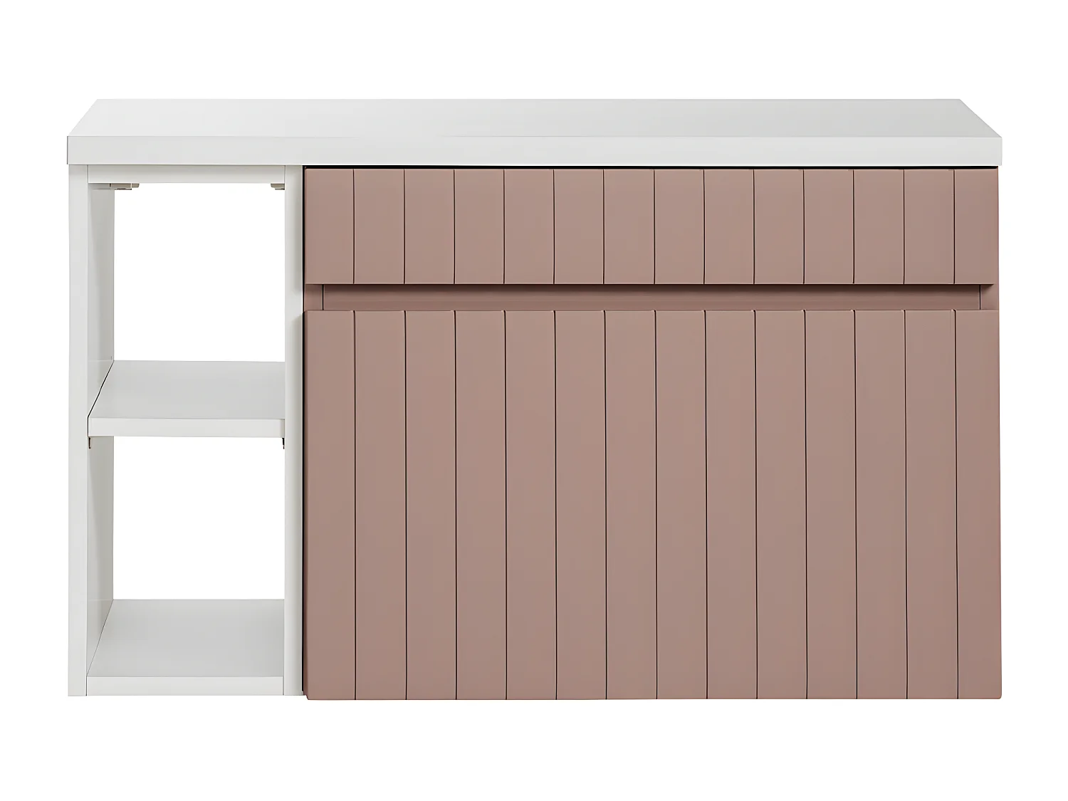 Meuble sous-vasque 80cm 2 niches Zelie Rose et Blanc