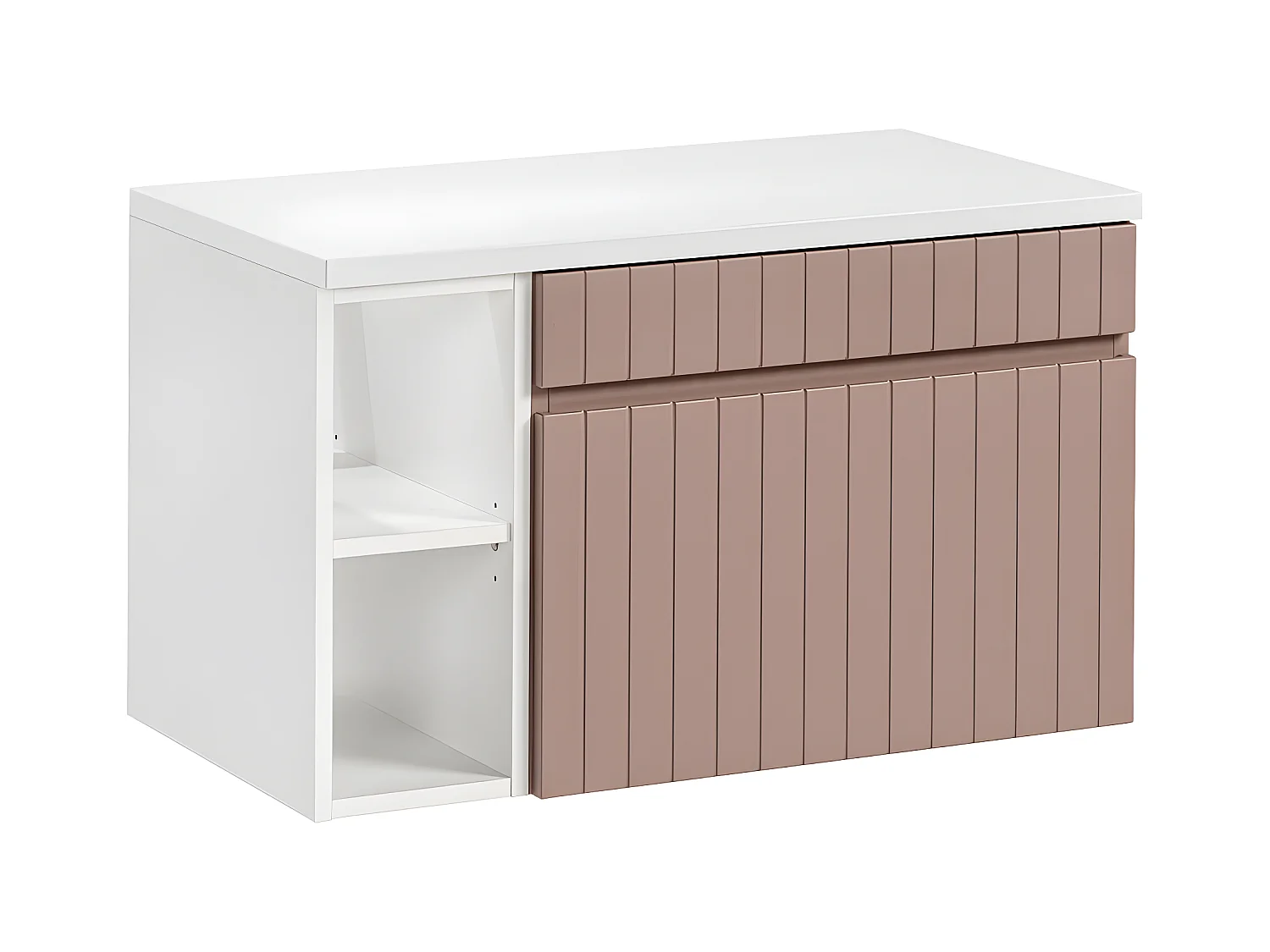 Meuble sous-vasque 80cm 2 niches Zelie Rose et Blanc