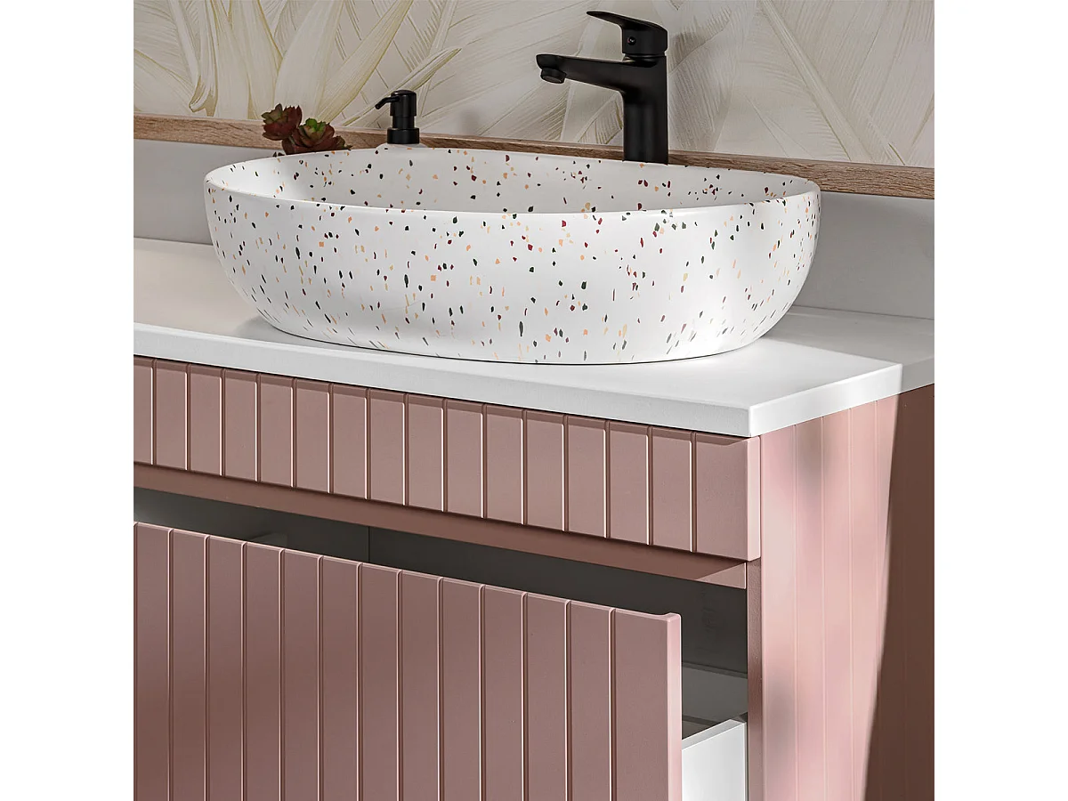 Vaskeskab 80cm 2 nicher Zelie Pink og Hvid
