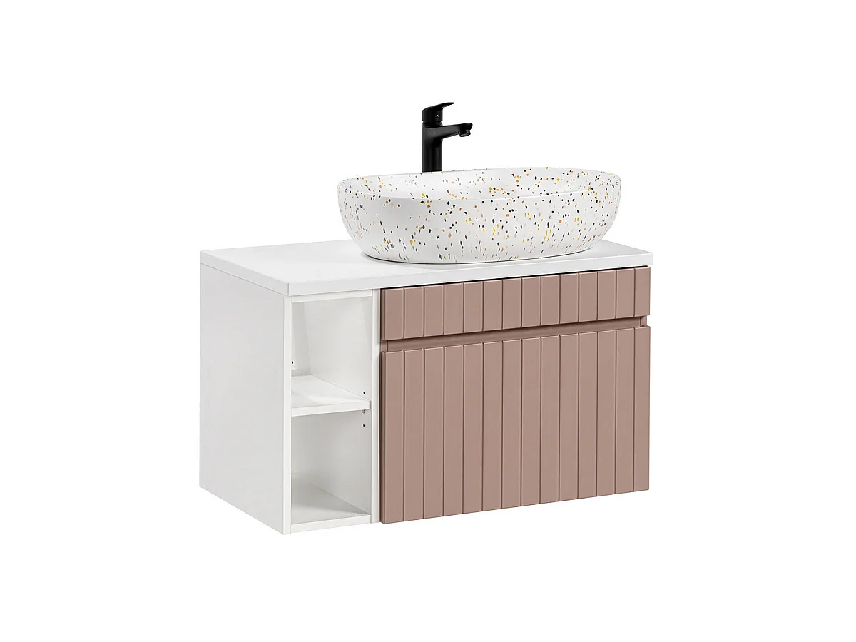 Set Waschtisch 80cm 2 Nischen und Säule Zelie Rosa und Weiß
