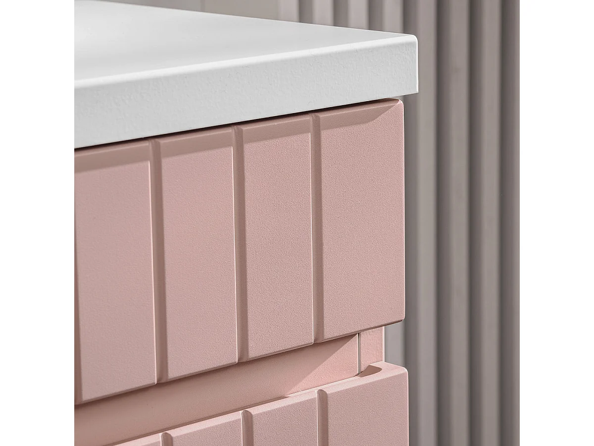 Meuble simple vasque 80cm 2 niches Zelie Rose et Blanc