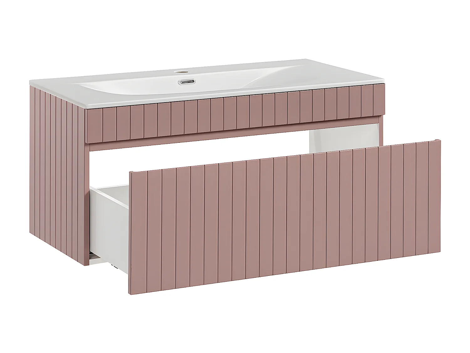 Meuble simple vasque encastrée 100cm Zelie Rose