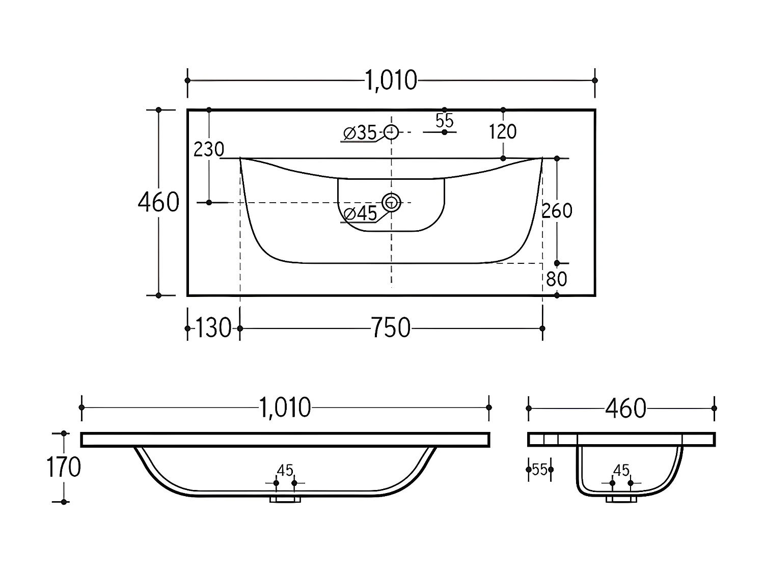 Meuble simple vasque encastrée 100cm Zelie Rose