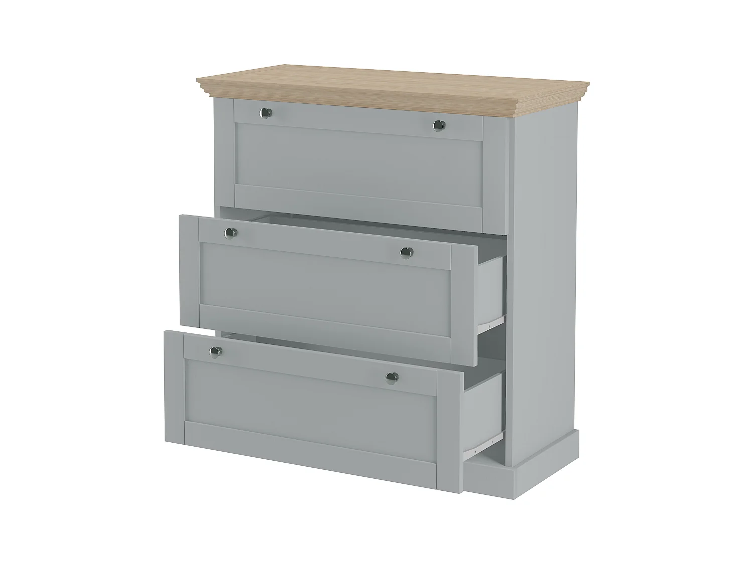 Binz | Commode avec 3 tiroirs Gris / Chêne