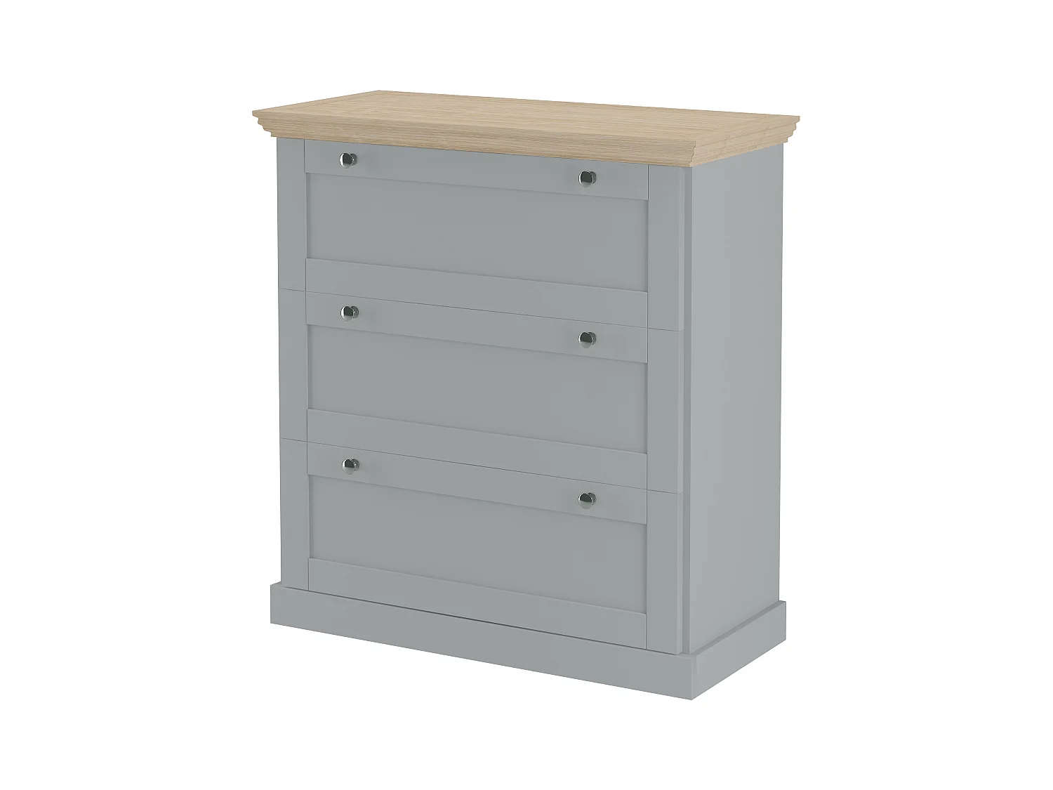 Binz | Commode avec 3 tiroirs Gris / Chêne