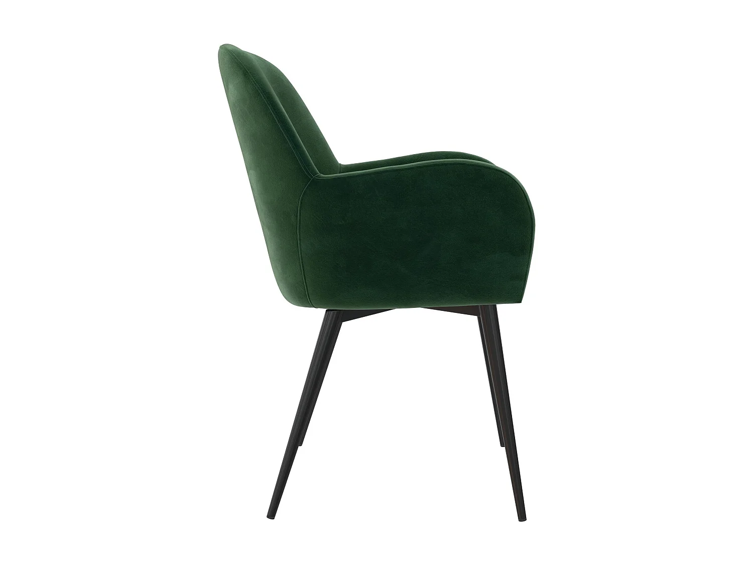 Fitz | Chaise tapissée en velours vert et pieds en métal noir