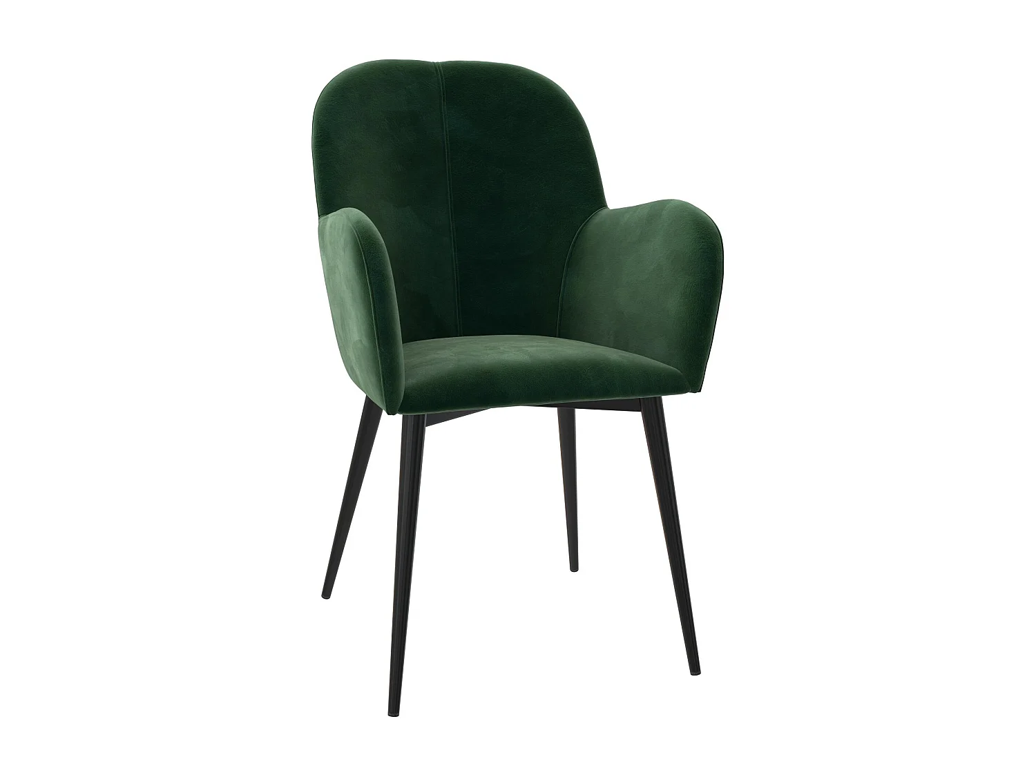 Fitz | Chaise tapissée en velours vert et pieds en métal noir