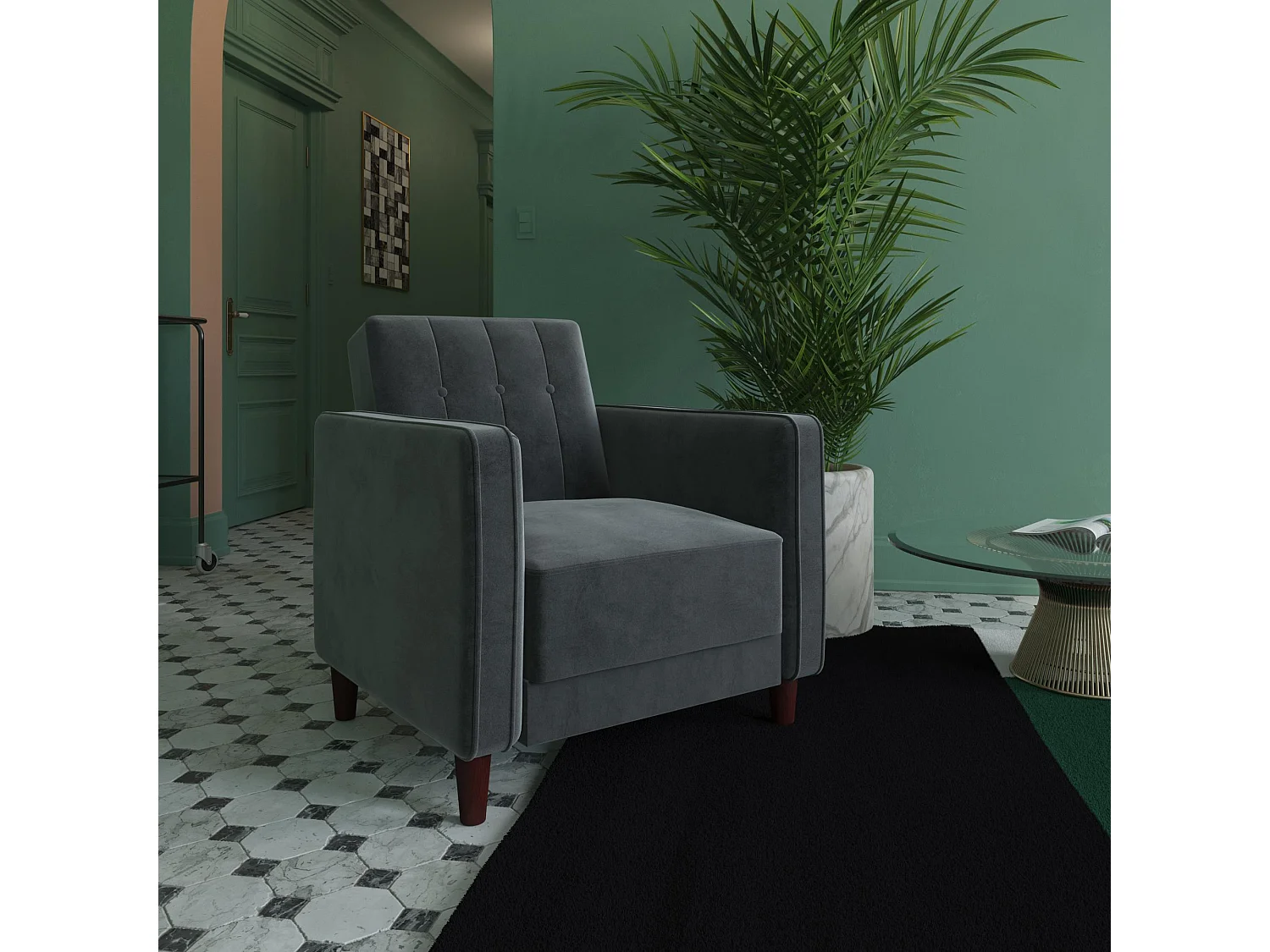 Accent Stoel in Fluweel Grijs