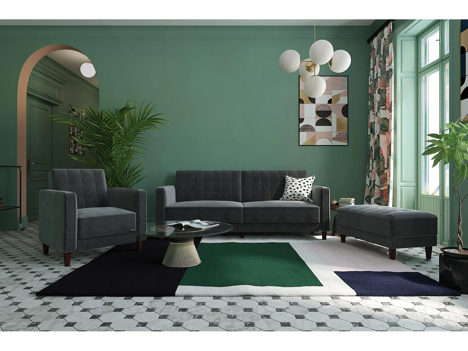 Accent Stoel in Fluweel Grijs