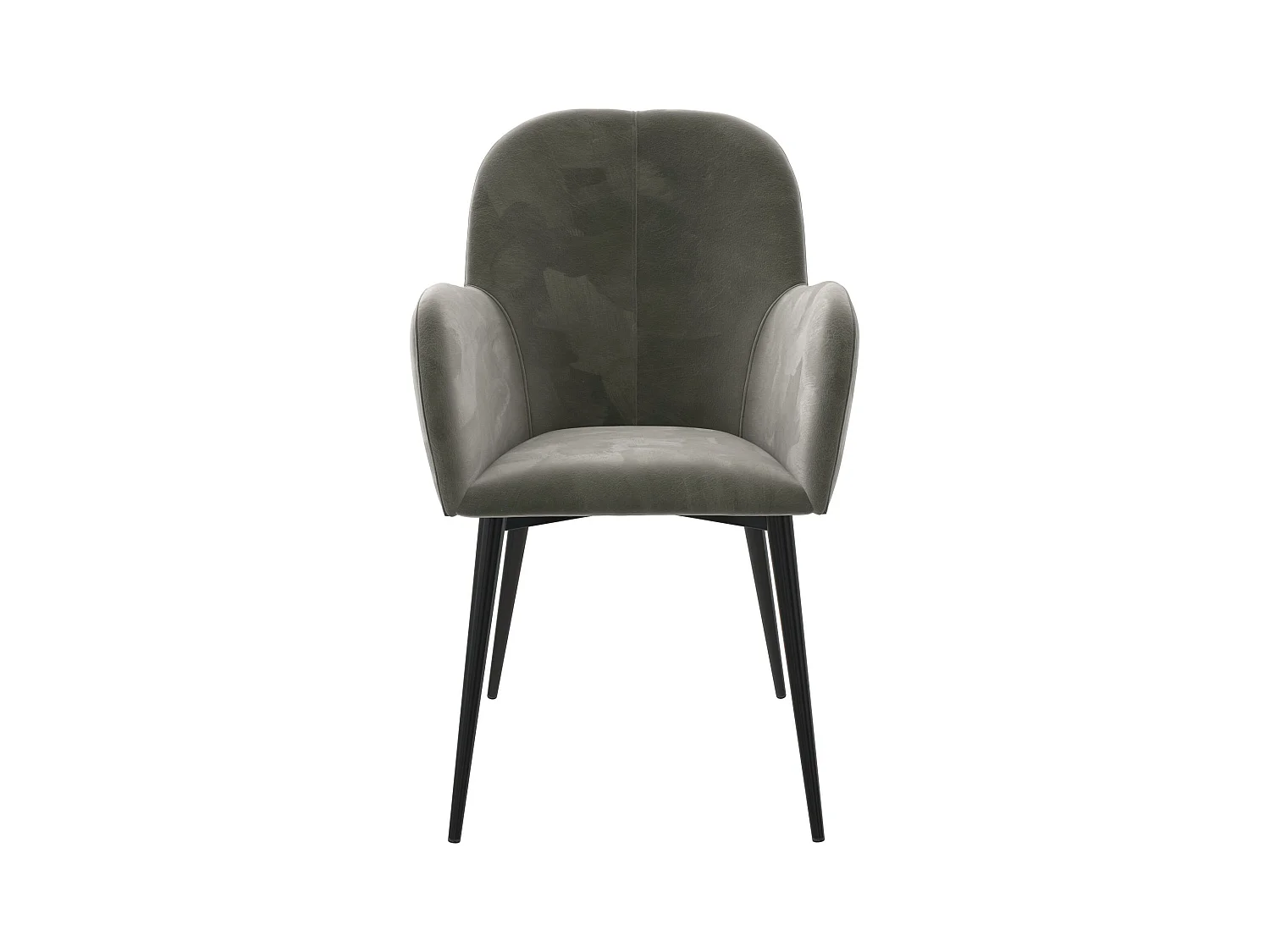 Fitz | Chaise tapissée en gris velours et pieds en métal noir