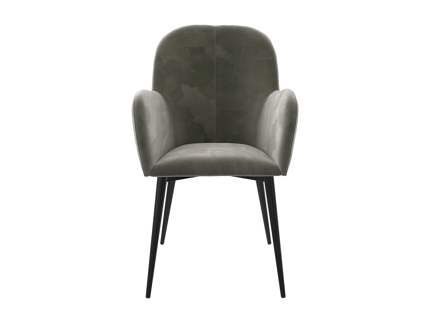 Fitz | Chaise tapissée en gris velours et pieds en métal noir