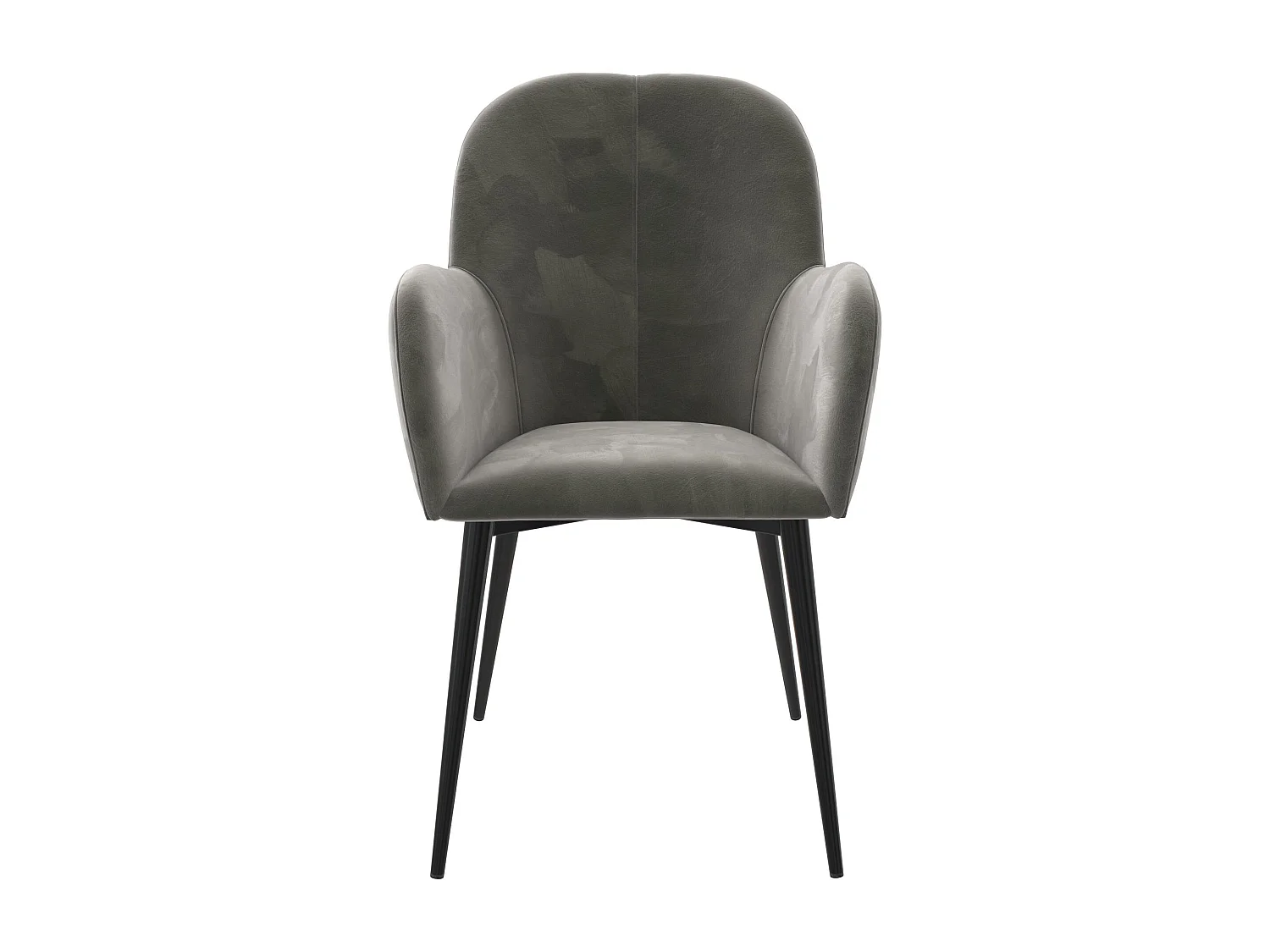 Fitz | Chaise tapissée en gris velours et pieds en métal noir