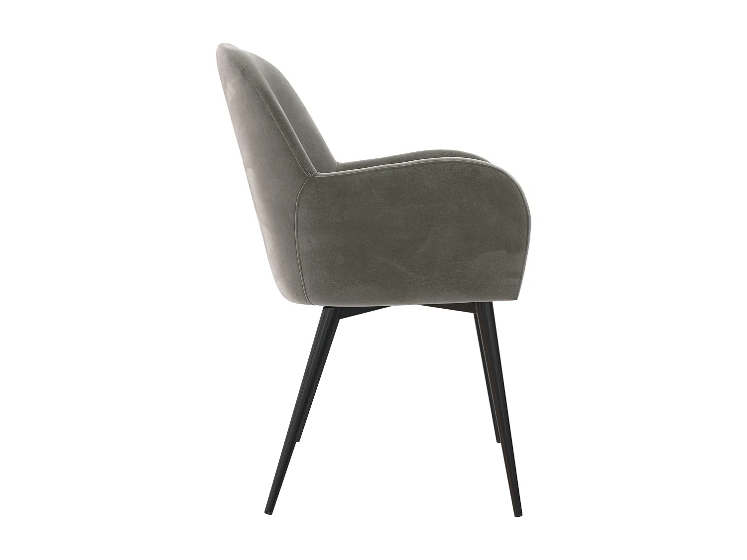 Fitz | Chaise tapissée en gris velours et pieds en métal noir