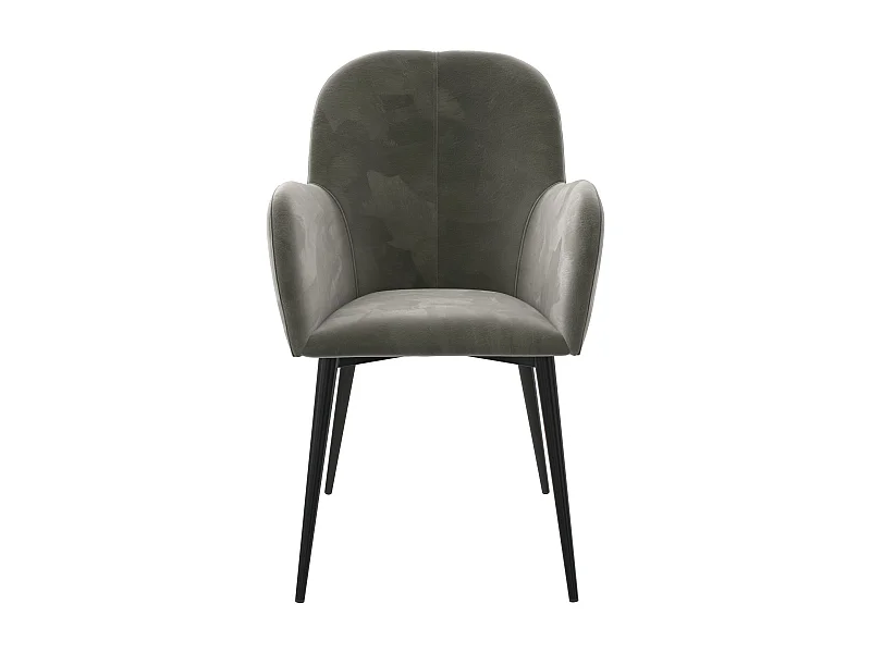 Fitz | Chaise tapissée en gris velours et pieds en métal noir