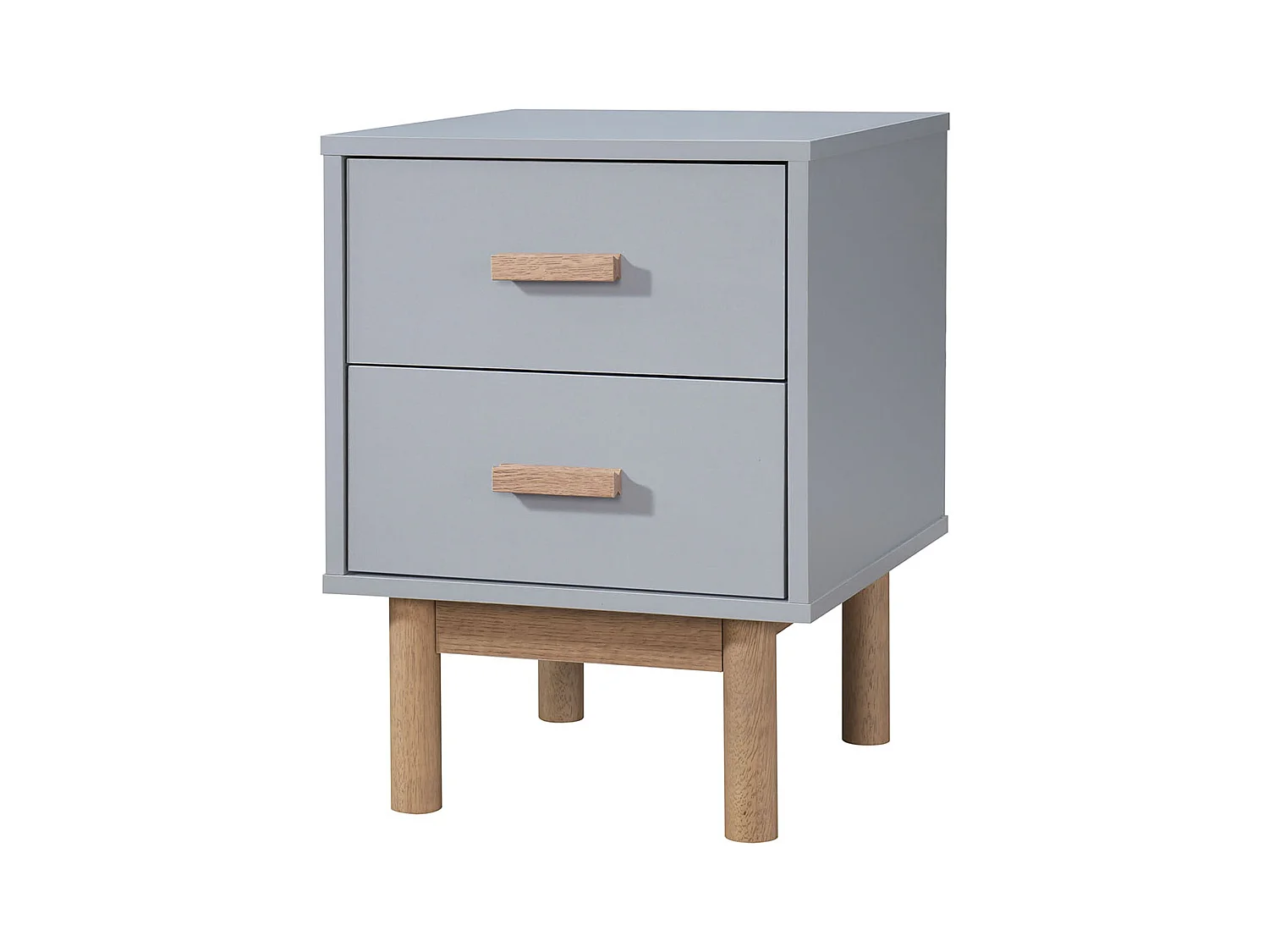 Melanie | Table de chevet à 2 tiroirs en effet bois gris