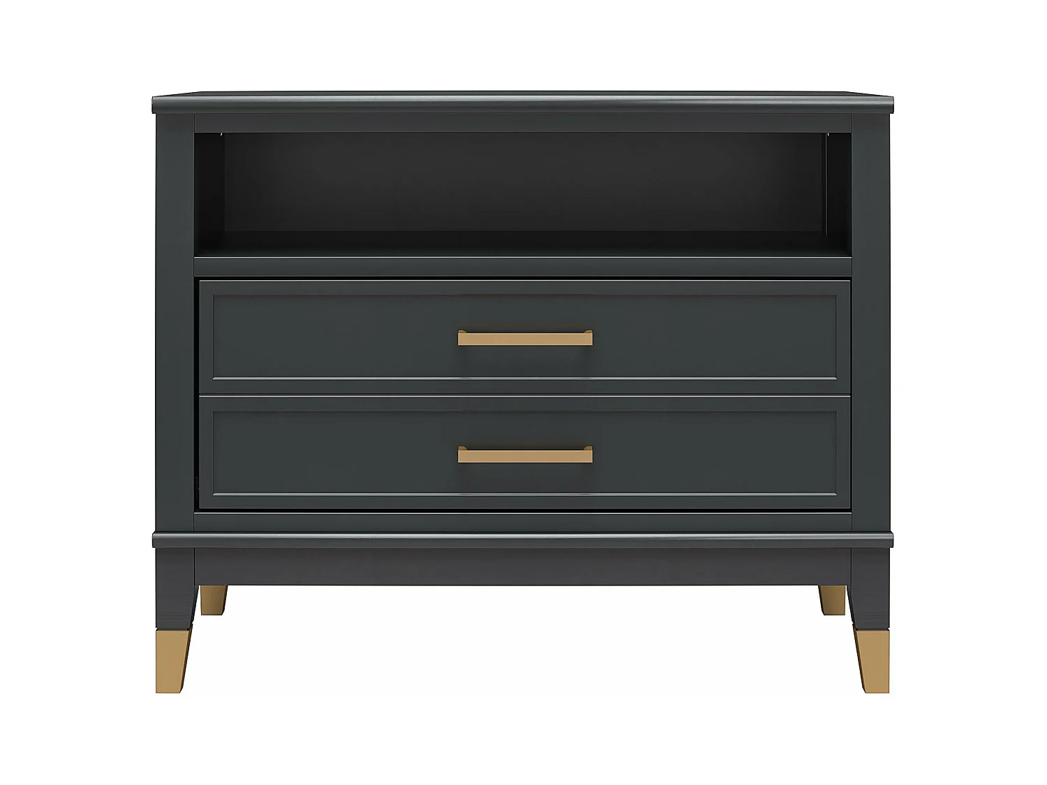 Westerleigh | Nachttisch mit 2 Schubladen und 1 Ablage in Schwarz