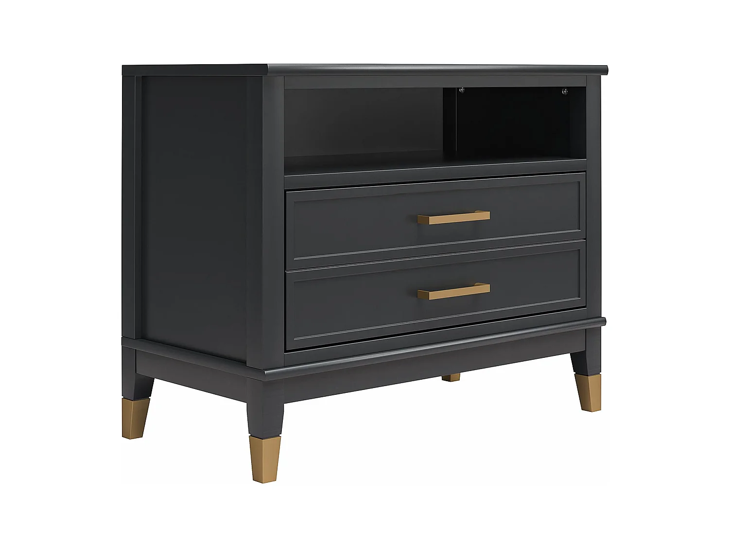 Westerleigh | Nachttisch mit 2 Schubladen und 1 Ablage in Schwarz