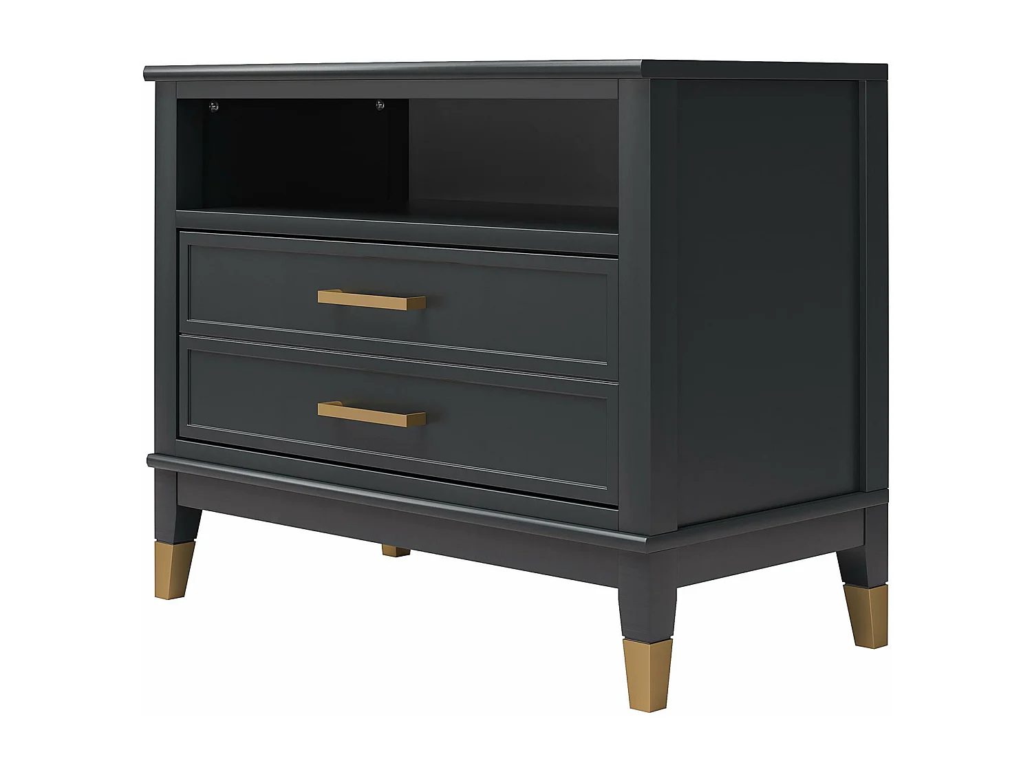 Westerleigh | Table de chevet à 1 tiroir et 1 étagère en noir