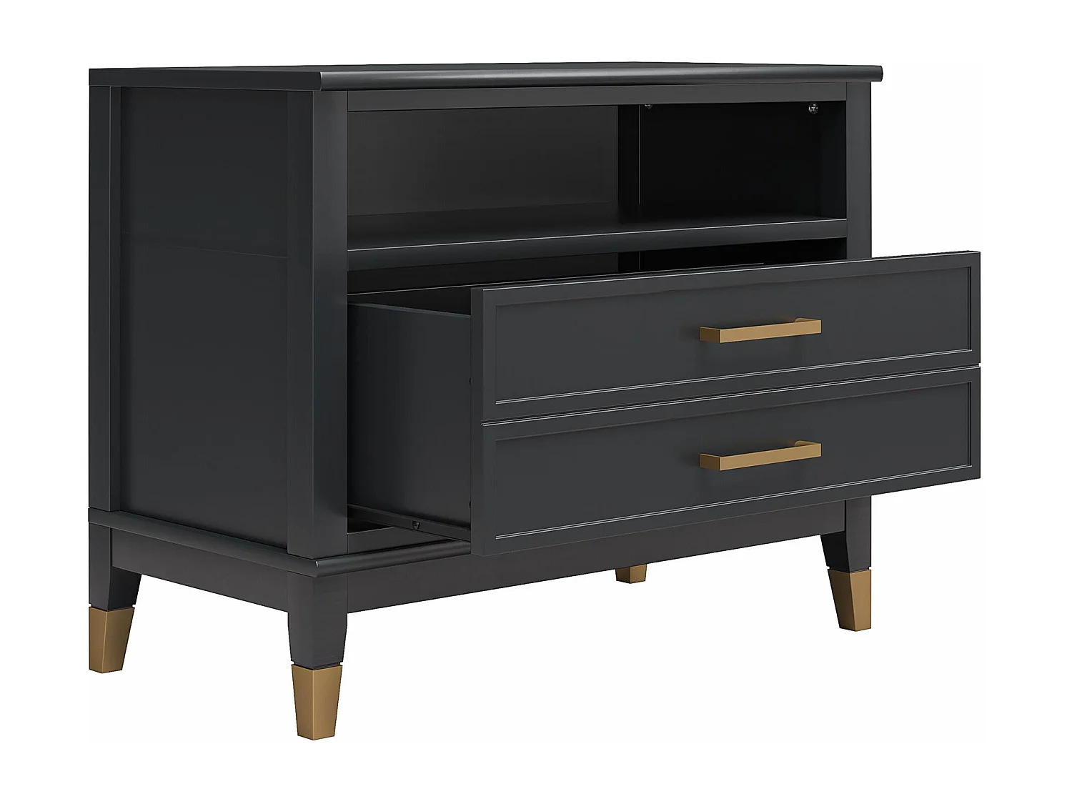 Westerleigh | Table de chevet à 1 tiroir et 1 étagère en noir