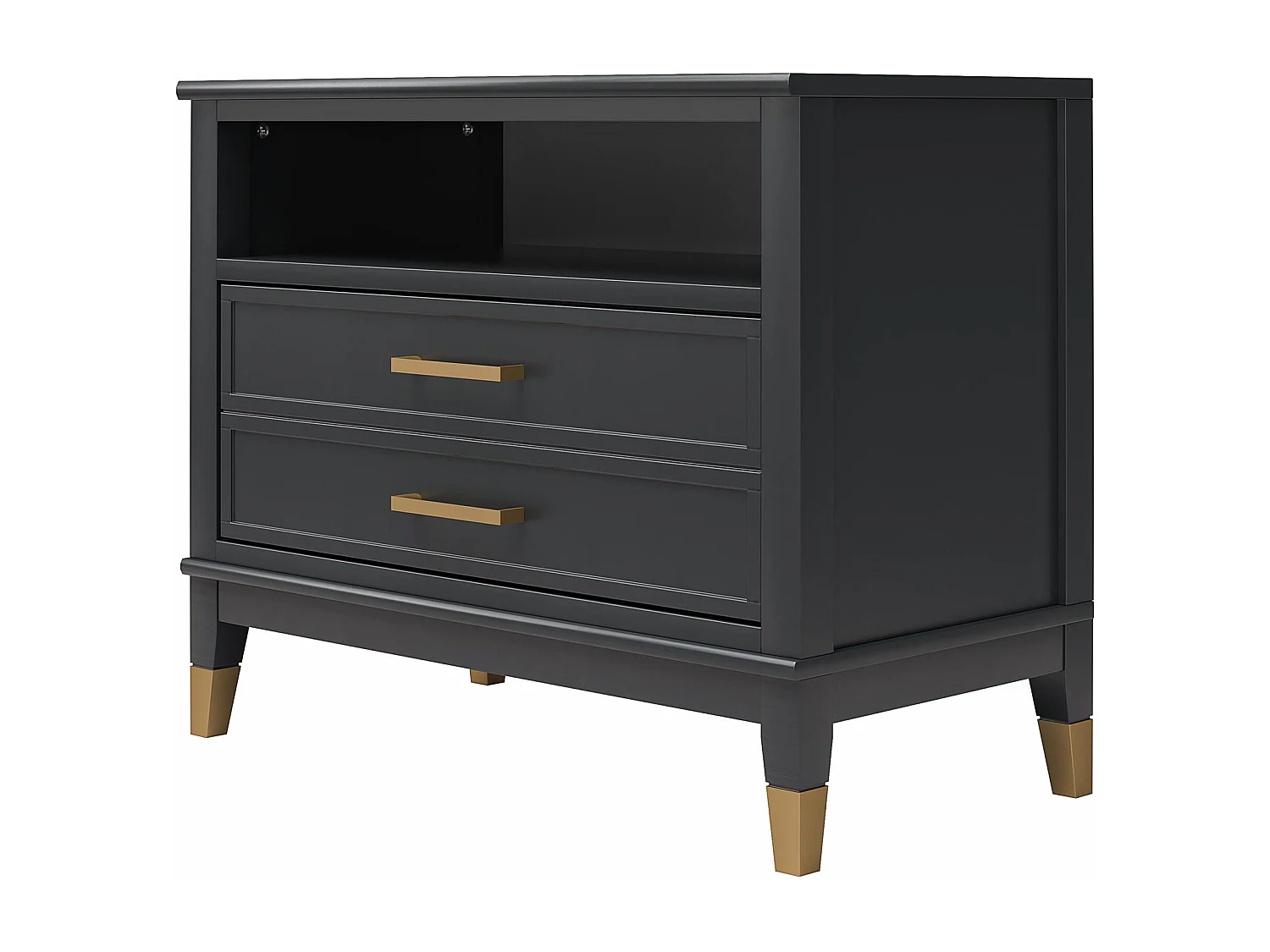 Westerleigh | Table de chevet à 1 tiroir et 1 étagère en noir