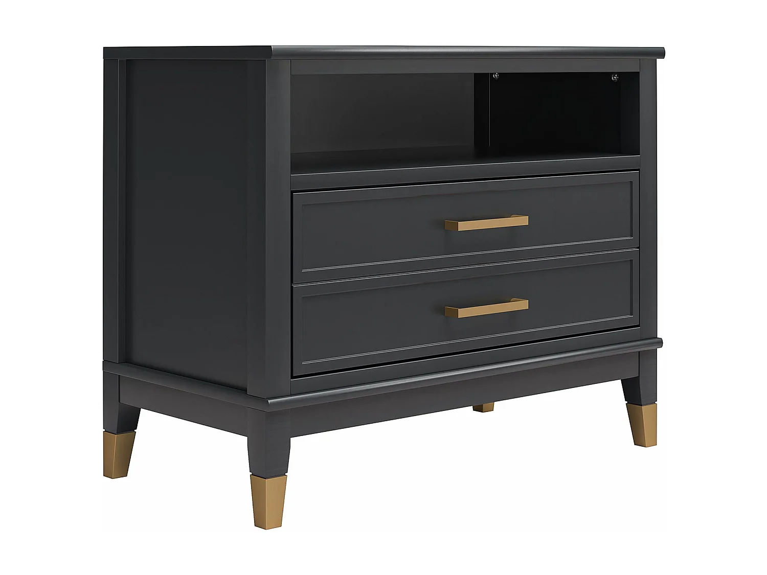 Westerleigh | Table de chevet à 1 tiroir et 1 étagère en noir