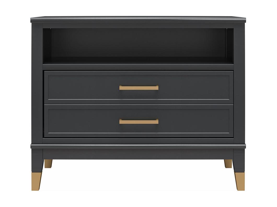 Westerleigh | Mesa de cabeceira com 1 gaveta em MDF Preto