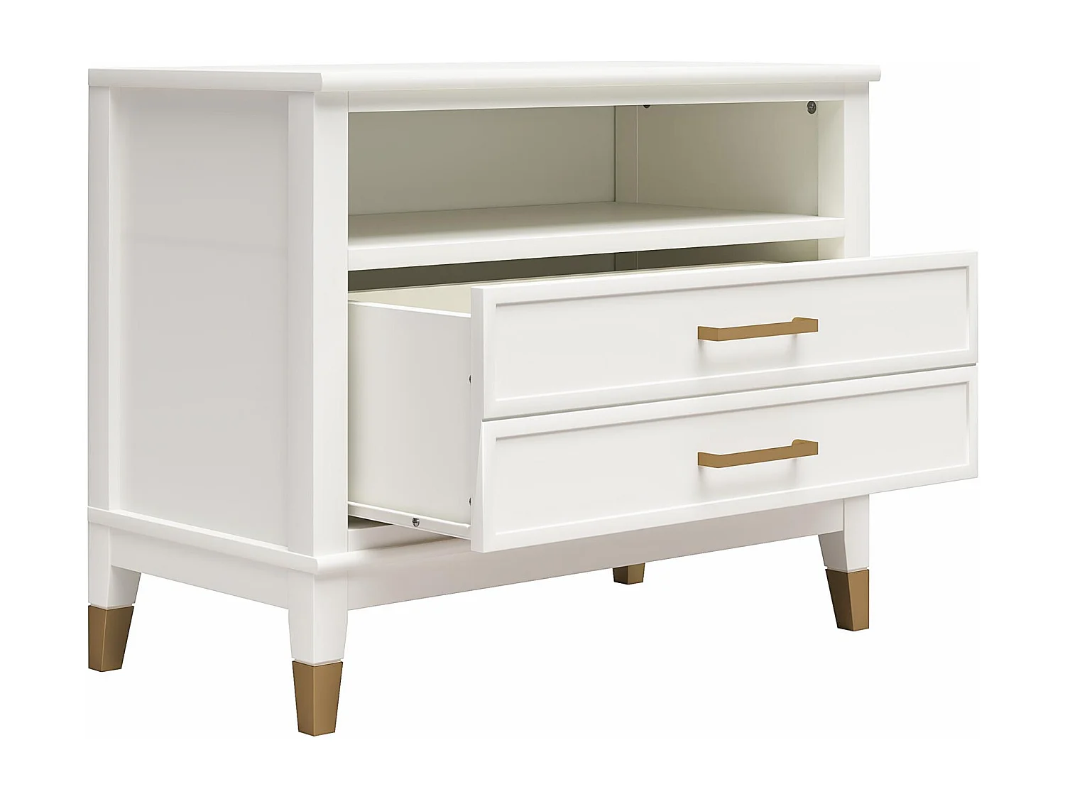 Westerleigh | Nachttisch mit 2 Schubladen und 1 Einlegeboden in Weiß