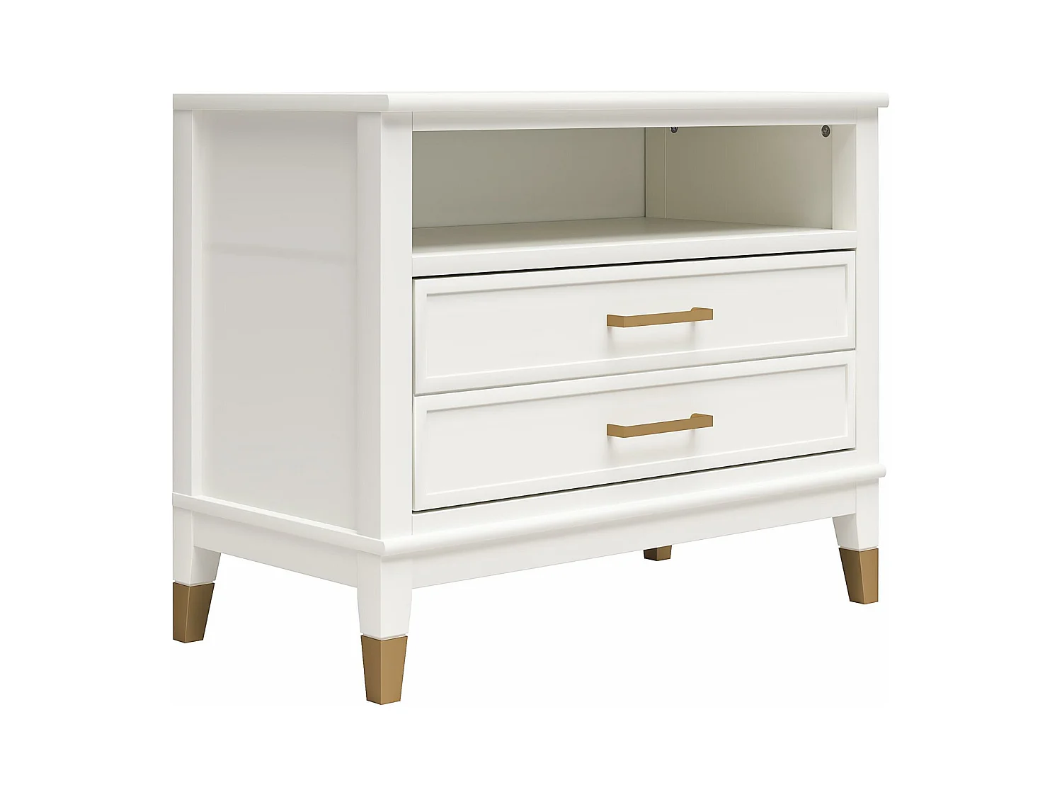 Westerleigh | Nachttisch mit 2 Schubladen und 1 Einlegeboden in Weiß