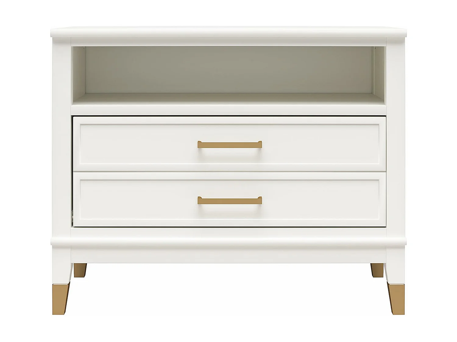 Westerleigh | Nachtkastje met 2 laden en 1 plank in wit