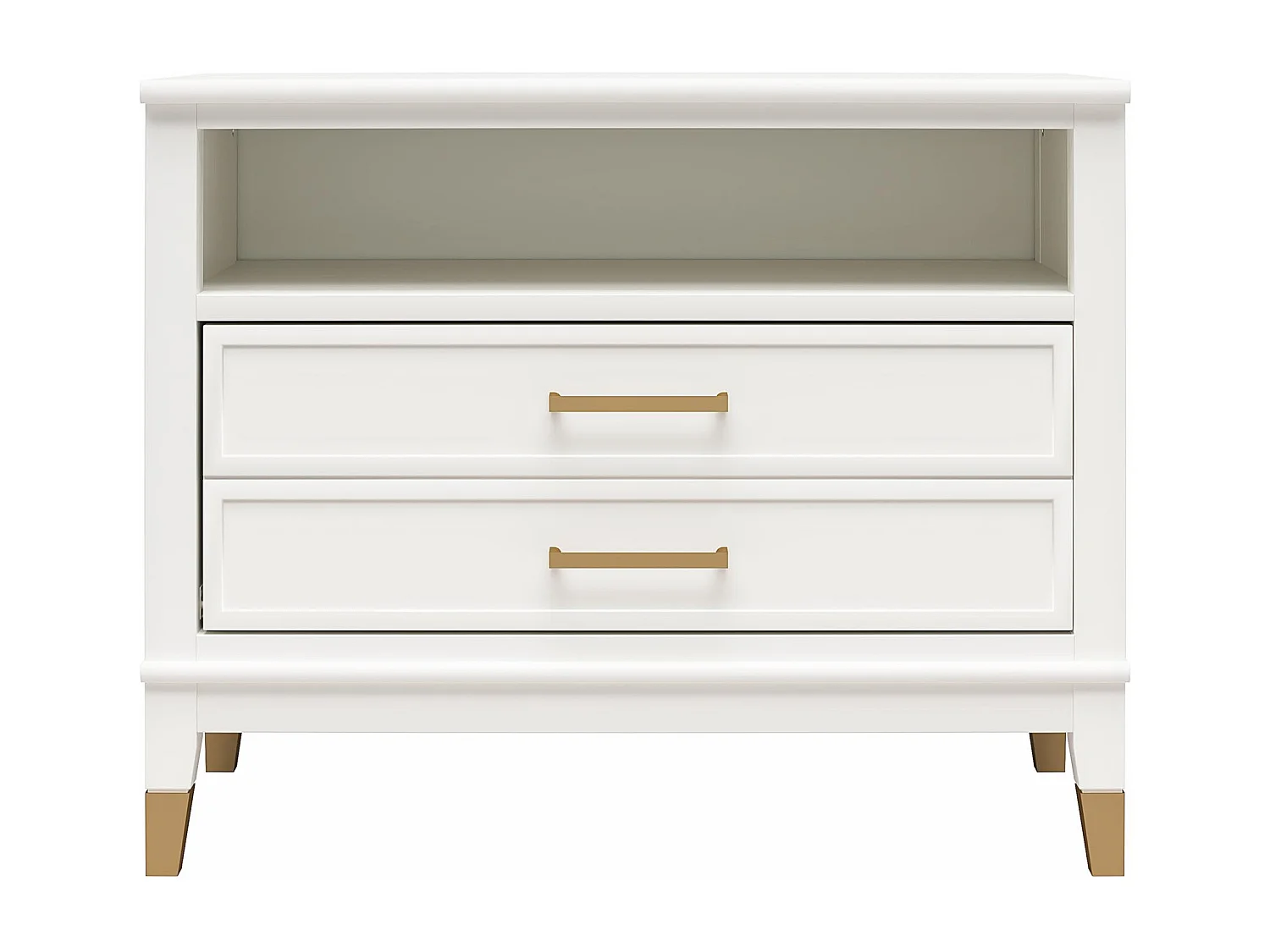 Westerleigh | Nachttisch mit 2 Schubladen und 1 Einlegeboden in Weiß