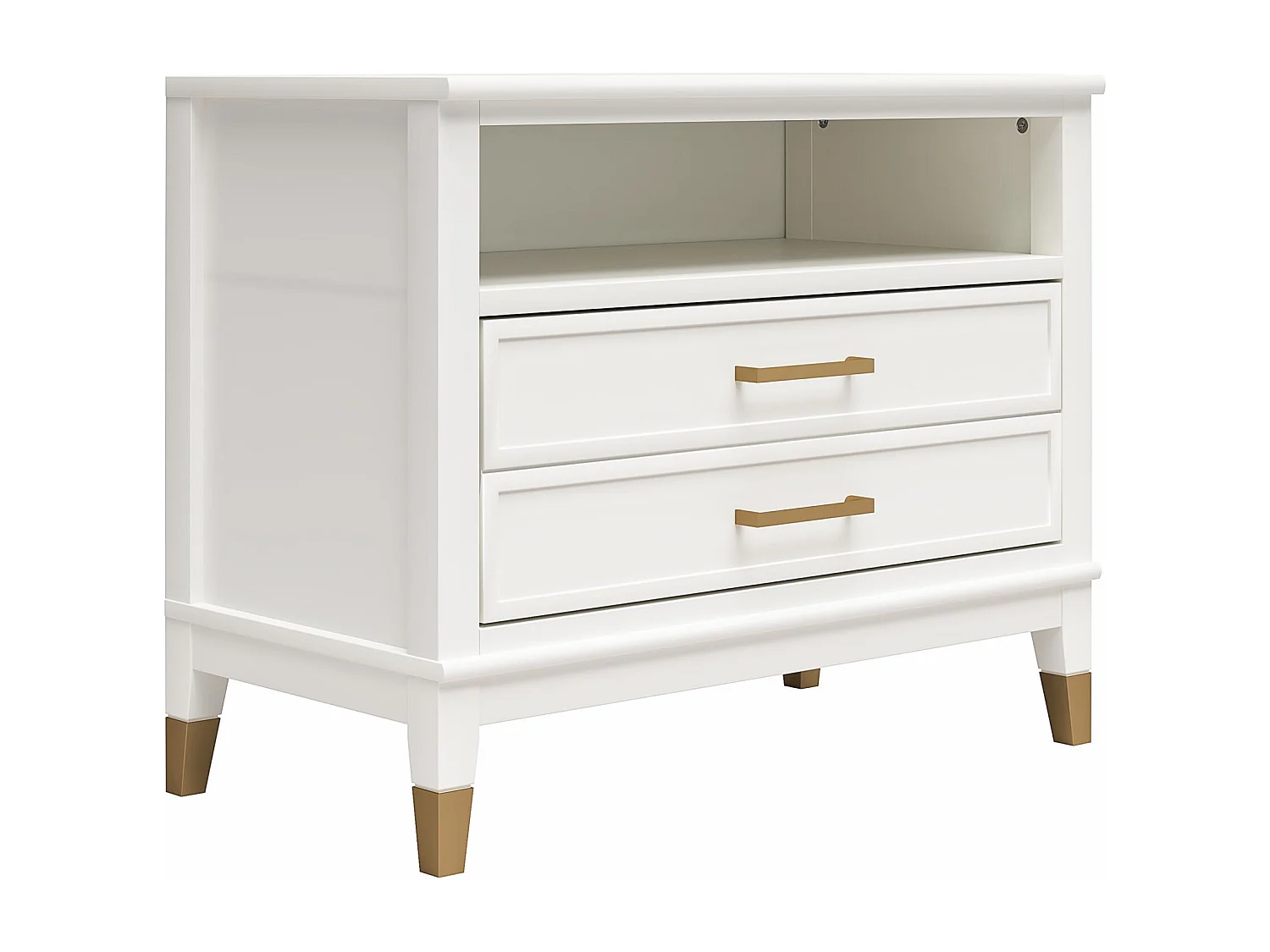 Westerleigh | Nachttisch mit 2 Schubladen und 1 Einlegeboden in Weiß
