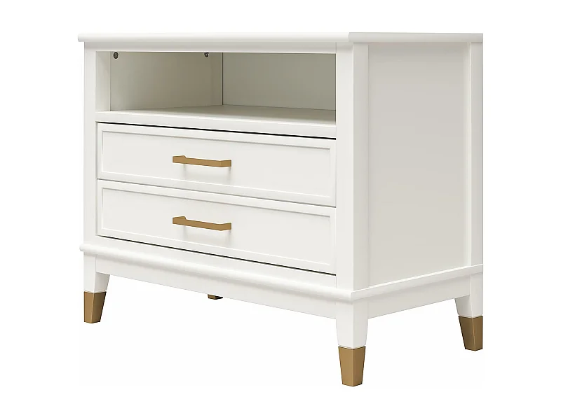 Westerleigh | Nachttisch mit 2 Schubladen und 1 Einlegeboden in Weiß