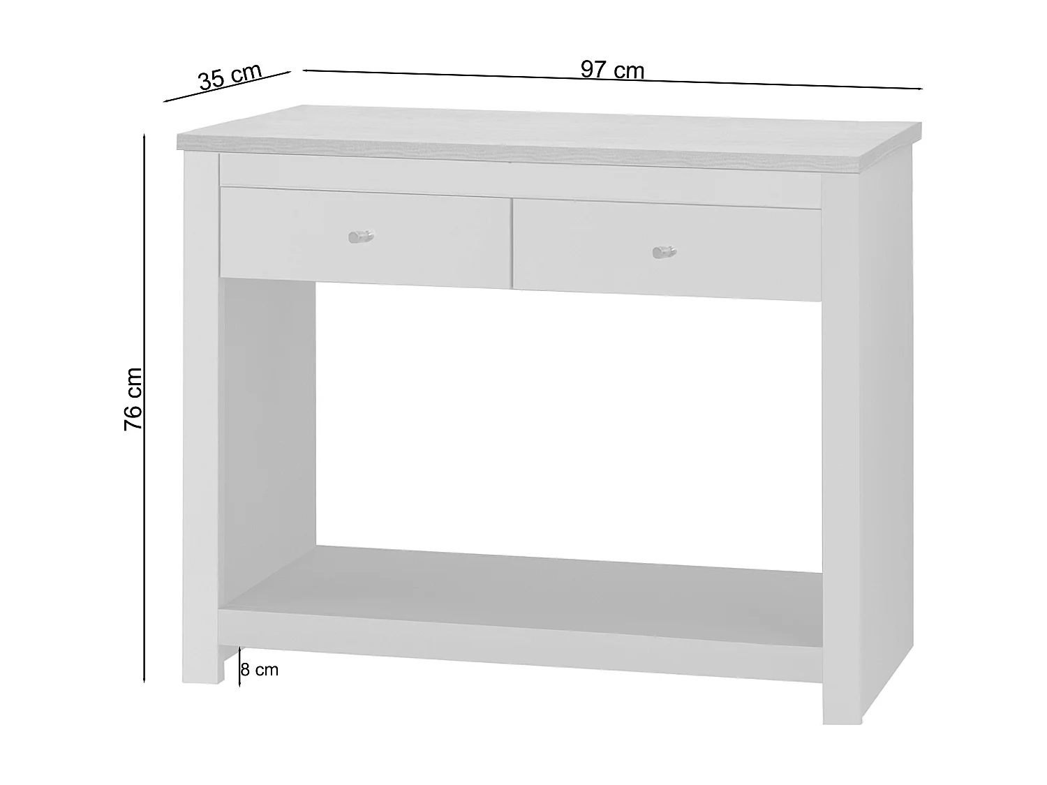 Emerald | Table console avec 2 tiroirs en MDF chêne et crème