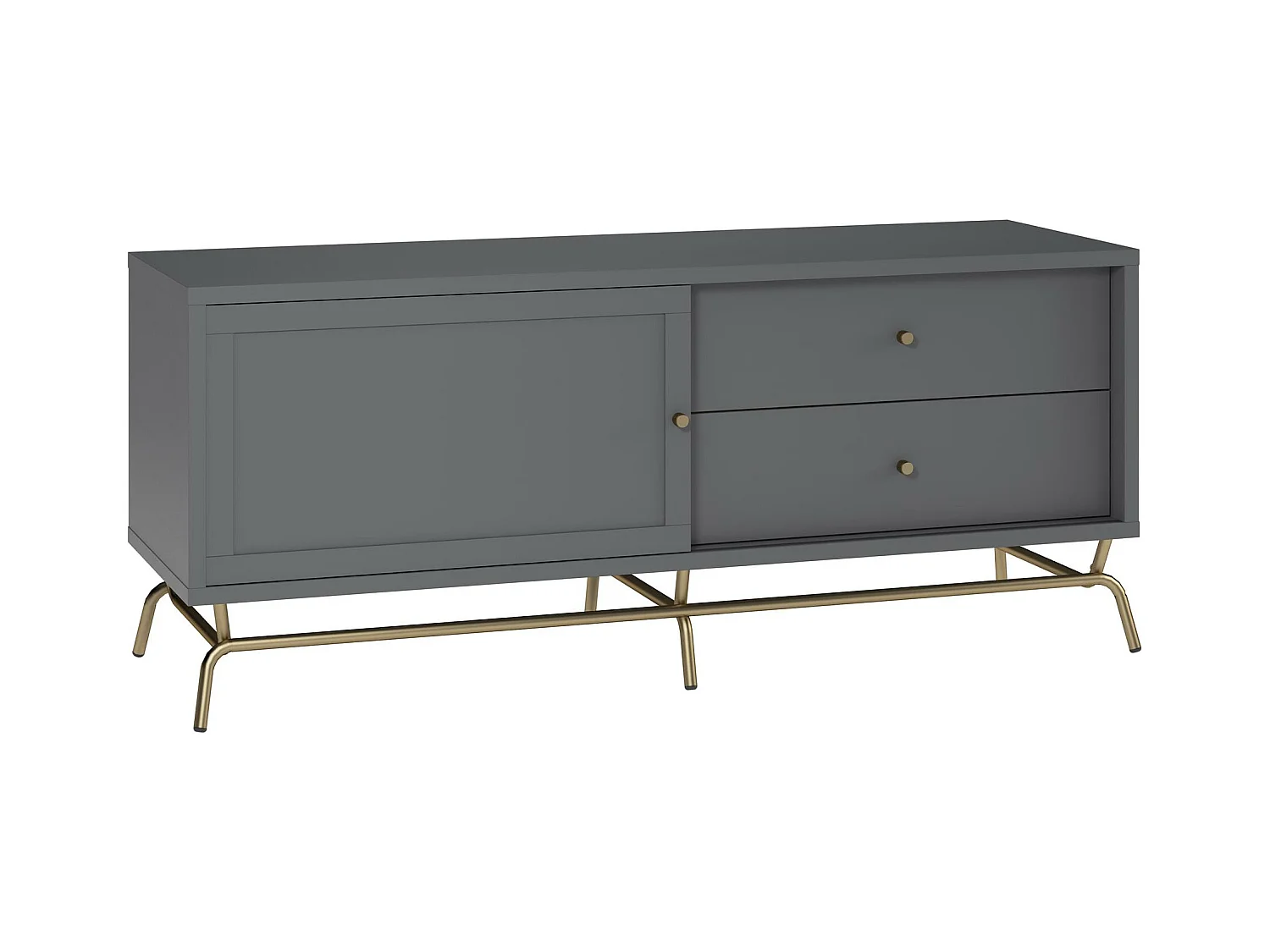 Madison | Meuble TV avec 1 porte et 2 tiroirs en panneau de particules gris graphite