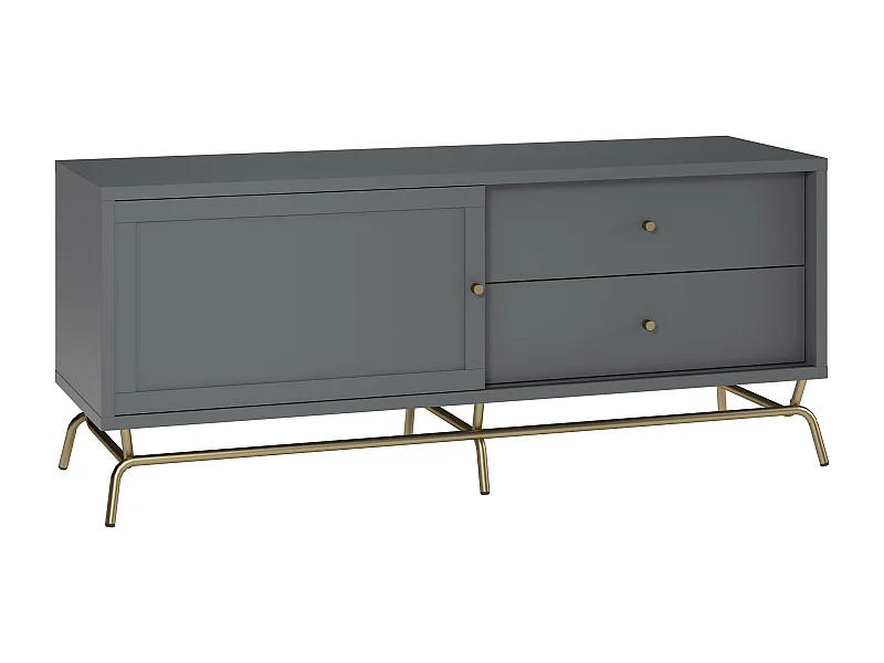 Madison | Meuble TV avec 1 porte et 2 tiroirs en panneau de particules gris graphite