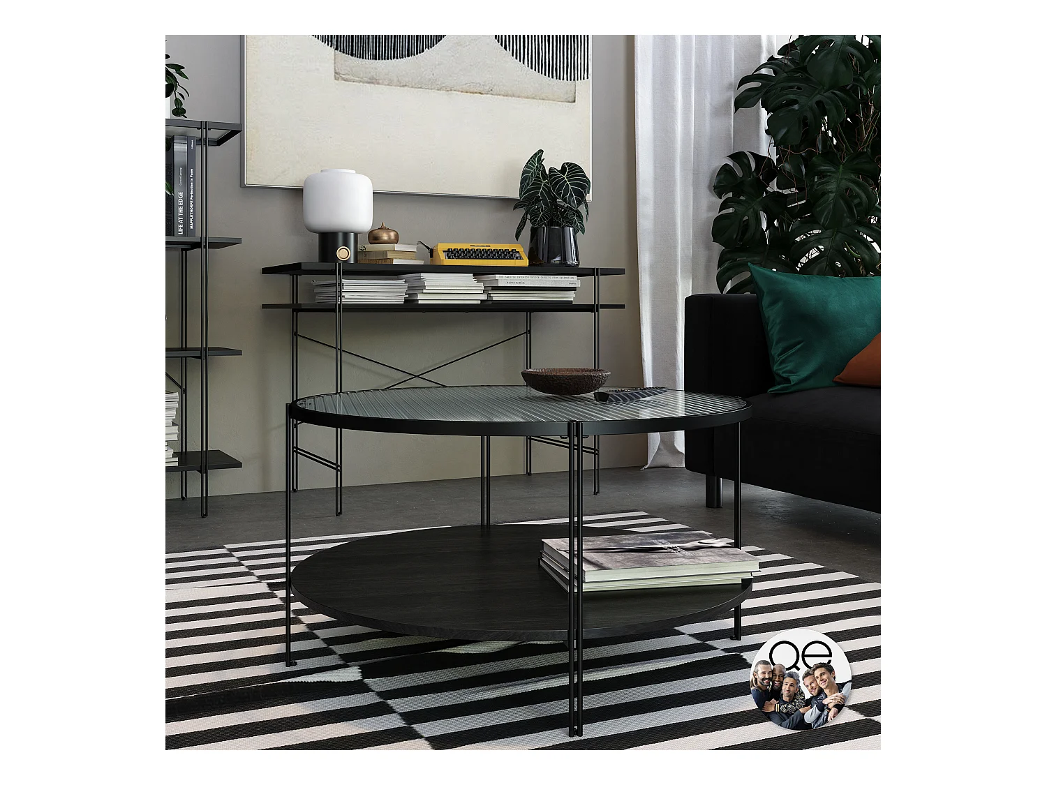 Mesa de Centro Redonda Roble Negro