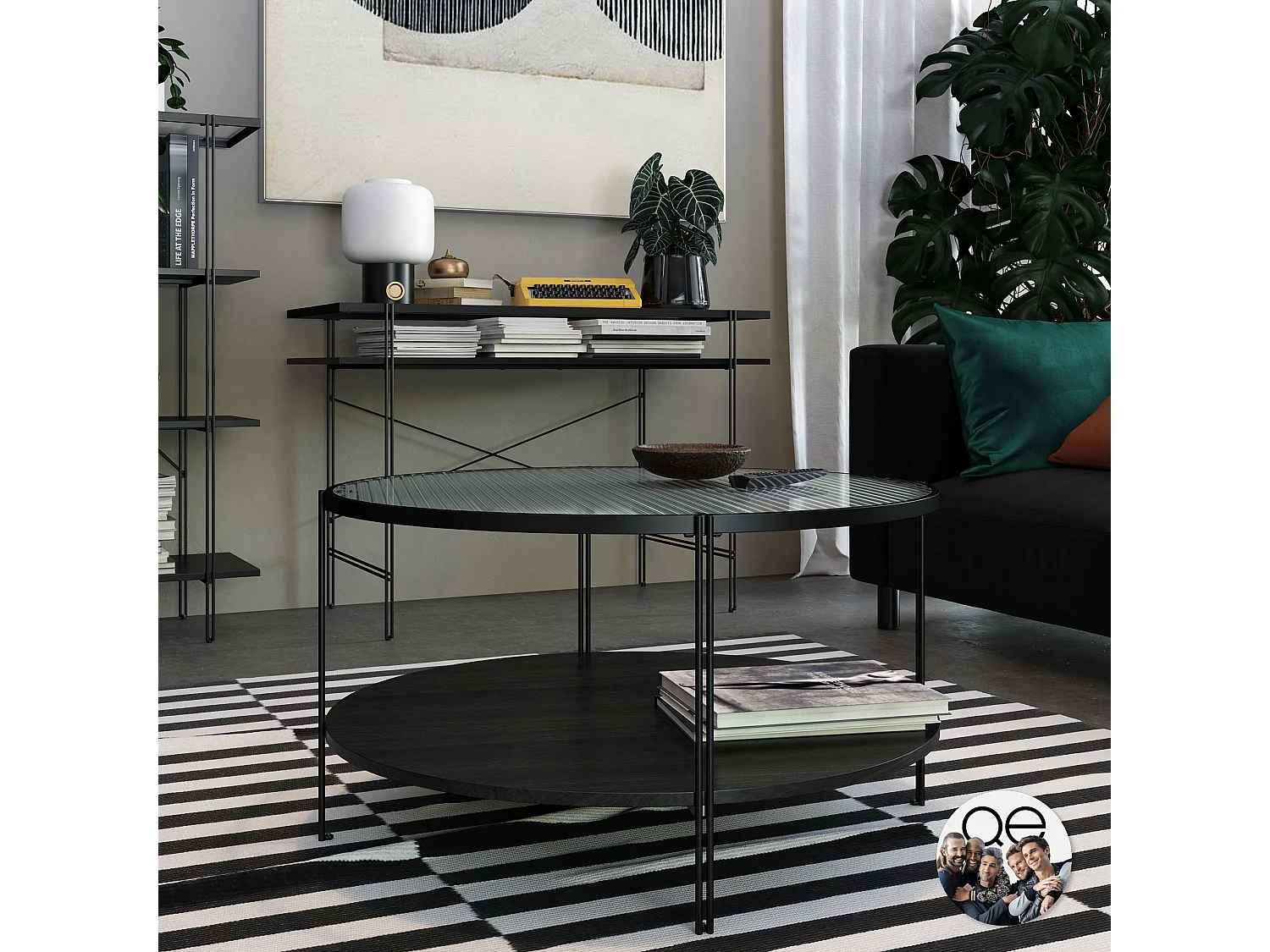 Ronde Salontafel Zwart Eiken