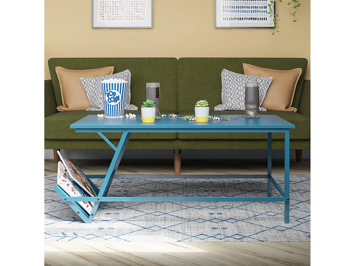 Regal | Table basse en aspect bois bleu