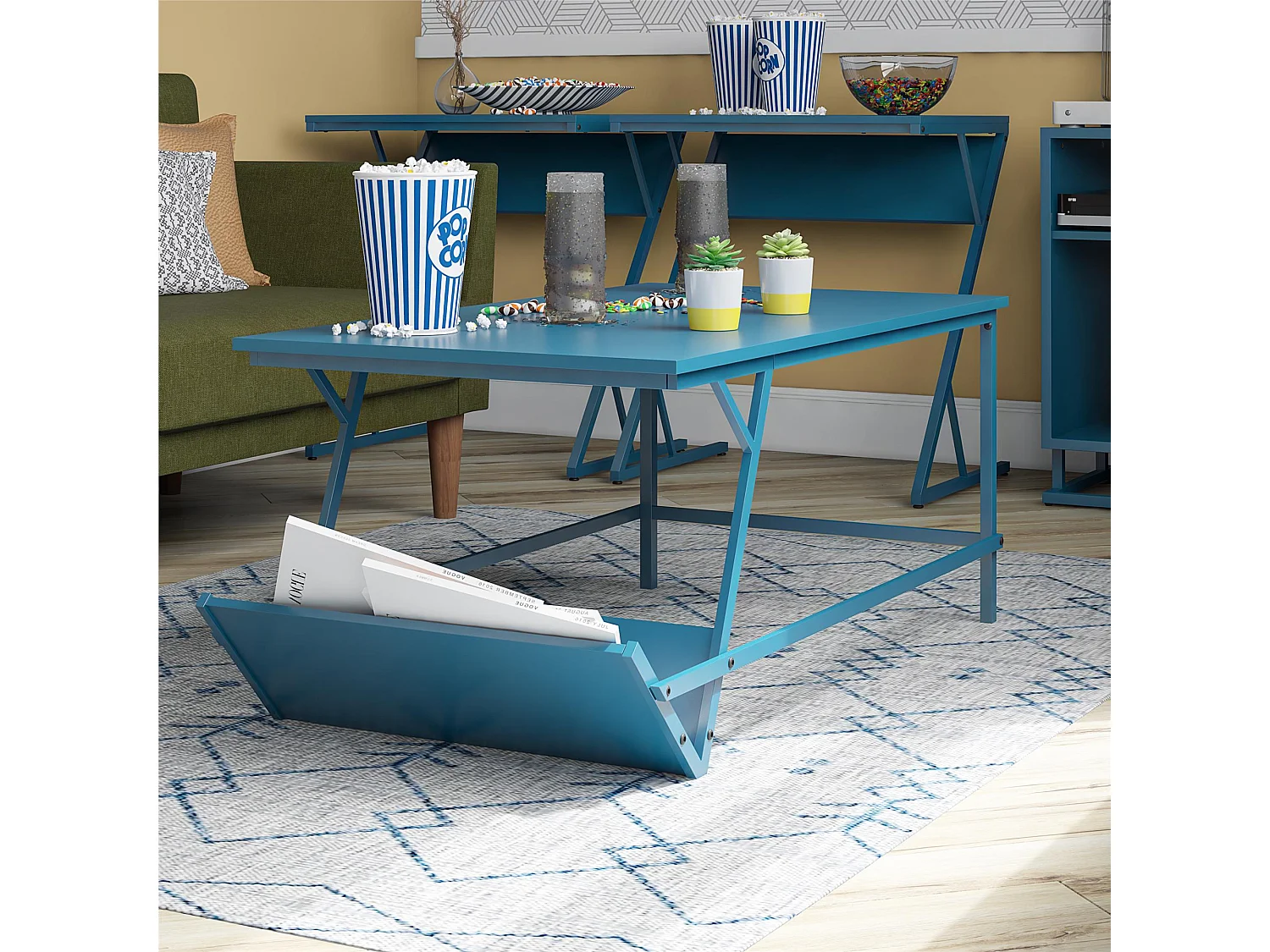 Regal | Table basse en aspect bois bleu