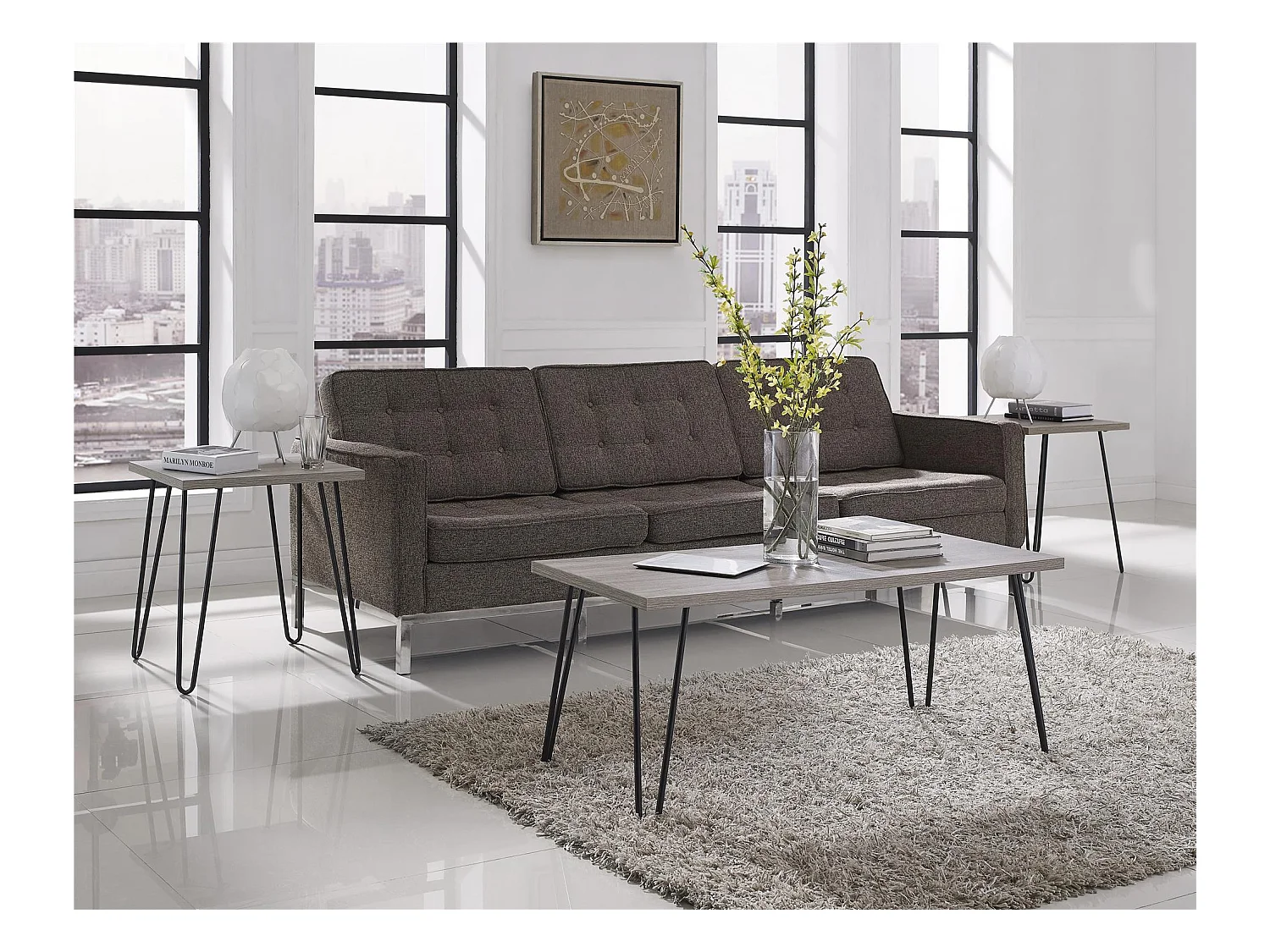 Owen | Bijzettafel in effet eiken grijz