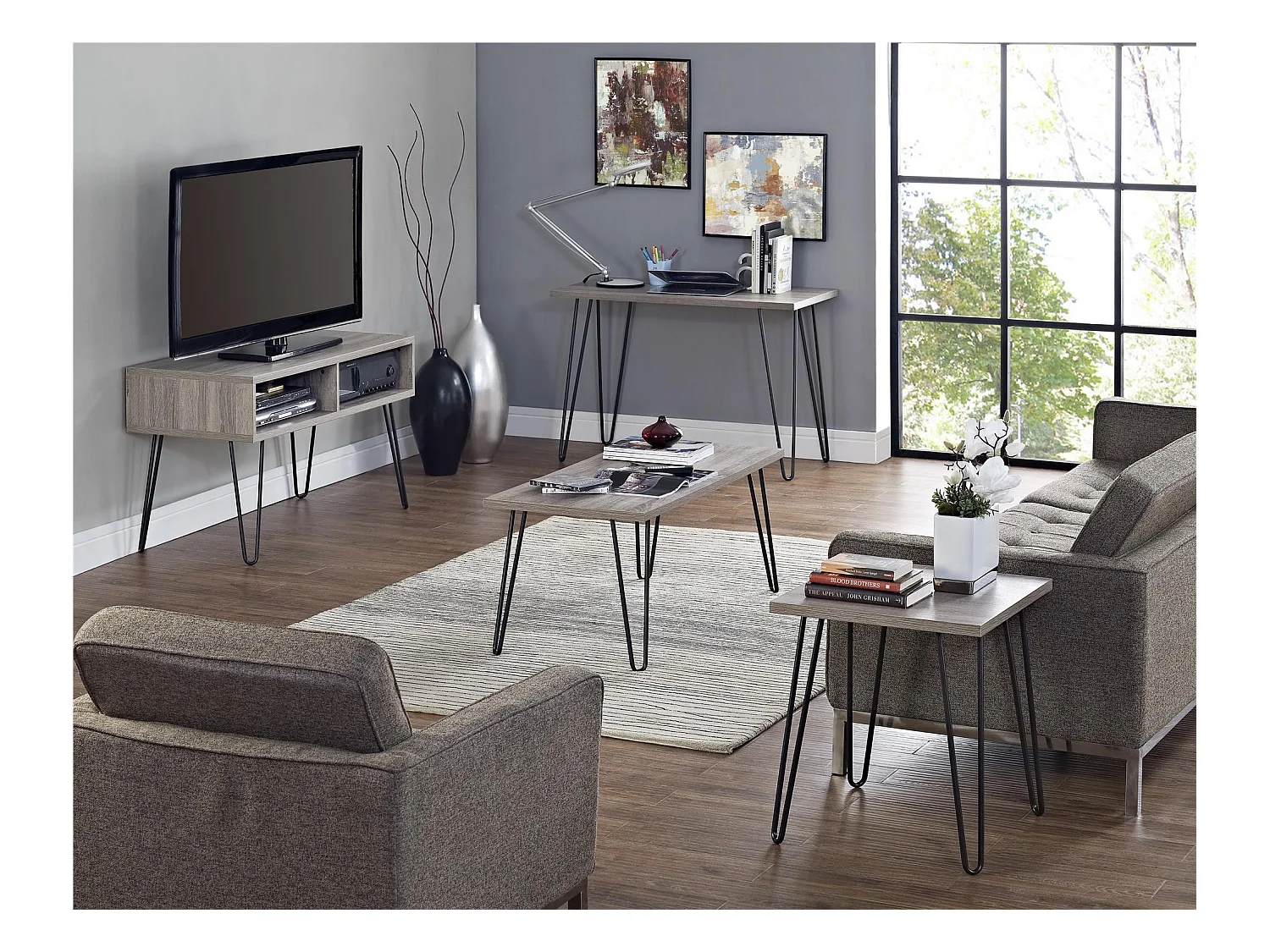 Owen | Bijzettafel in effet eiken grijz