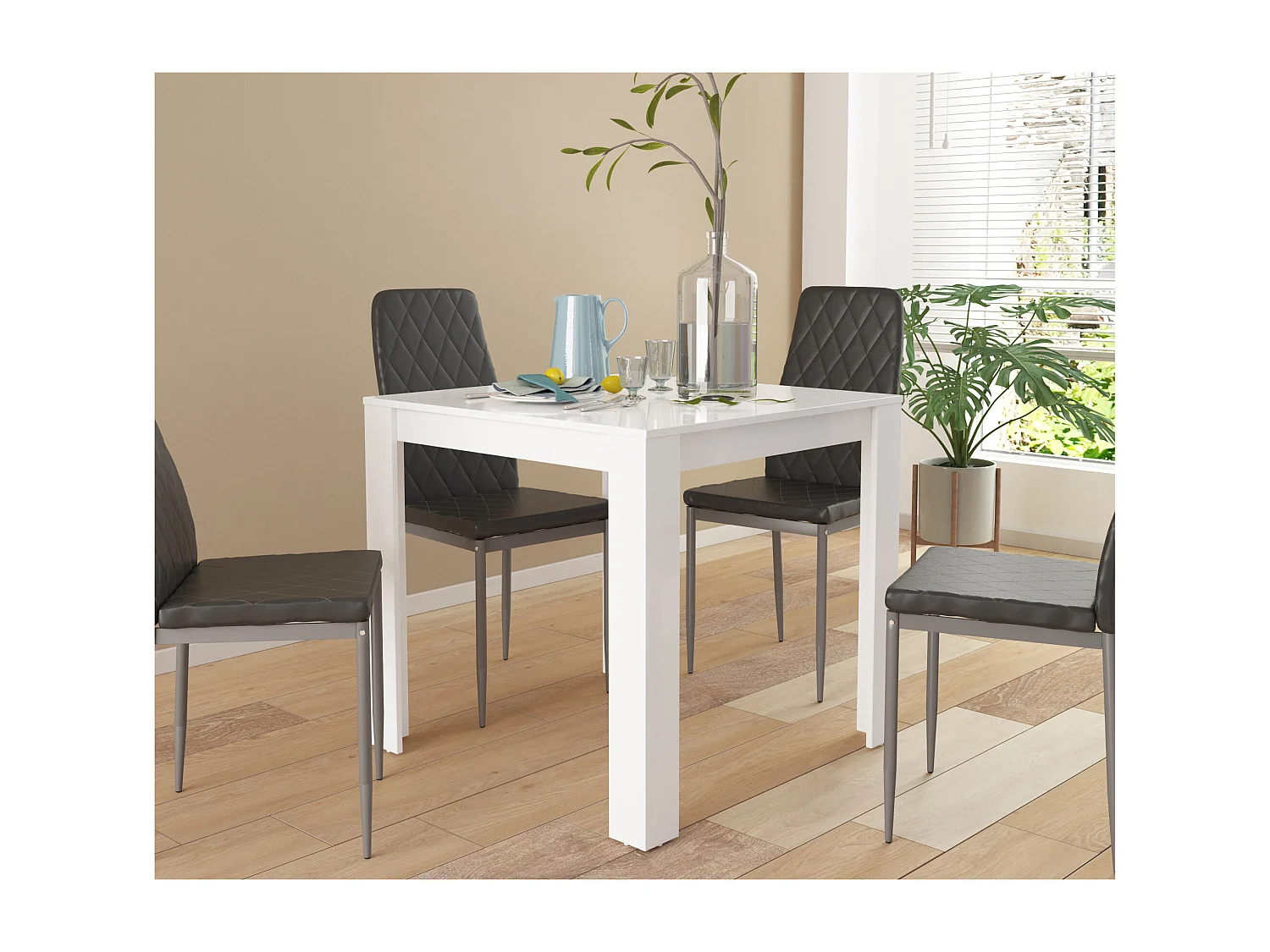 Lynn | Mesa de Jantar 80x80 cm em MDF Branco